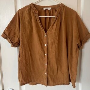 Gauzy, lightweight CJLA blouse, Tan, Size S